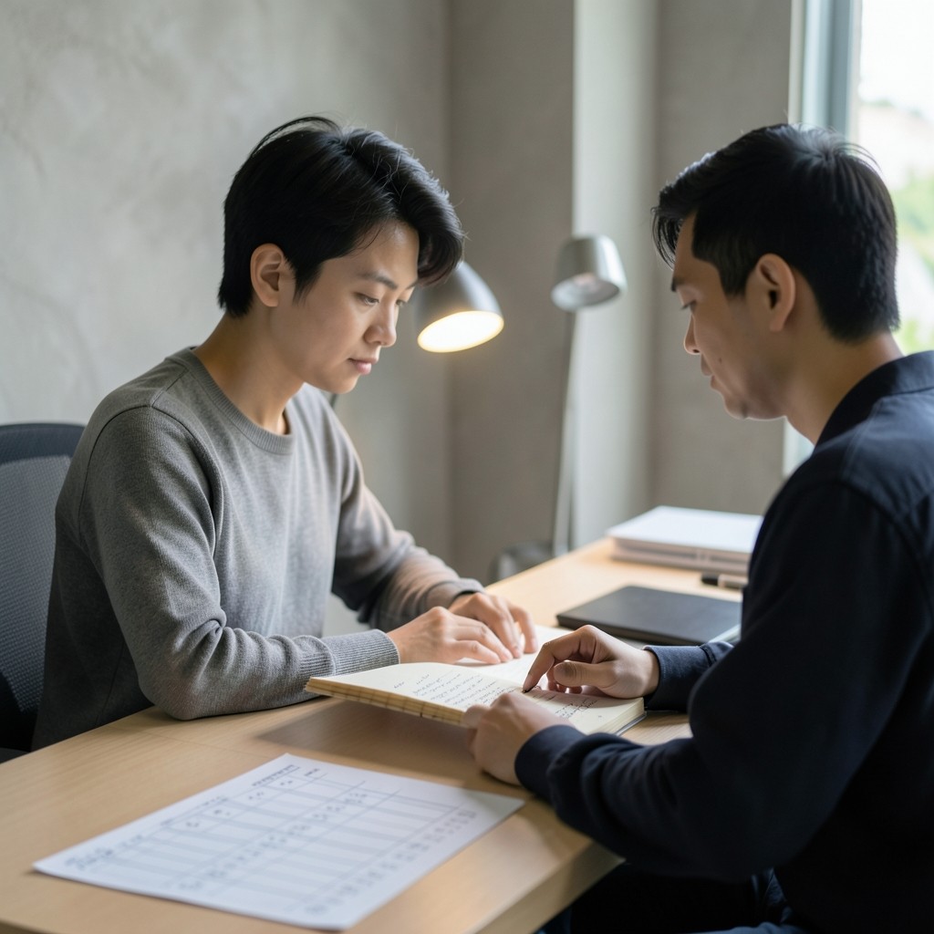Analyst comparing handwritten queue notes with printed volume tables